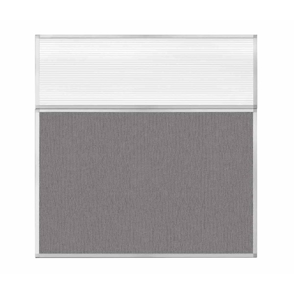 Hush Panel Configurable Cubicle Partition 6' x 6' W/ Window Slate Fabric Clear Fluted Window
